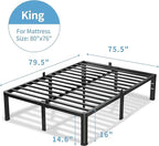 16 Inch King Size Bed Frame, 3500Lbs Heavy Duty Metal Platform with Round Corner Legs Mattress Slide Stopper, Steel Slat Support No Box Spring Needed, Noise Free, Non-Slip, Easy Assembly