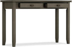 SIMPLIHOME Artisan Console Table - 46 Inch Wide Solid Wood Sofa Table in Farmhouse Grey, Transitional Storage Table for Entryway or Living Room with 2 Drawers and Clean Angle-Edged Top