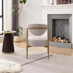 Modern Accent Chair, Beige Woven Fabric Armchair with Wood Grain Metal Frame, Comfortable Single Seating for Living Room, Dining Room, Bedroom, and Cafe, 24.8" W x 24.8" D x 29.1" H