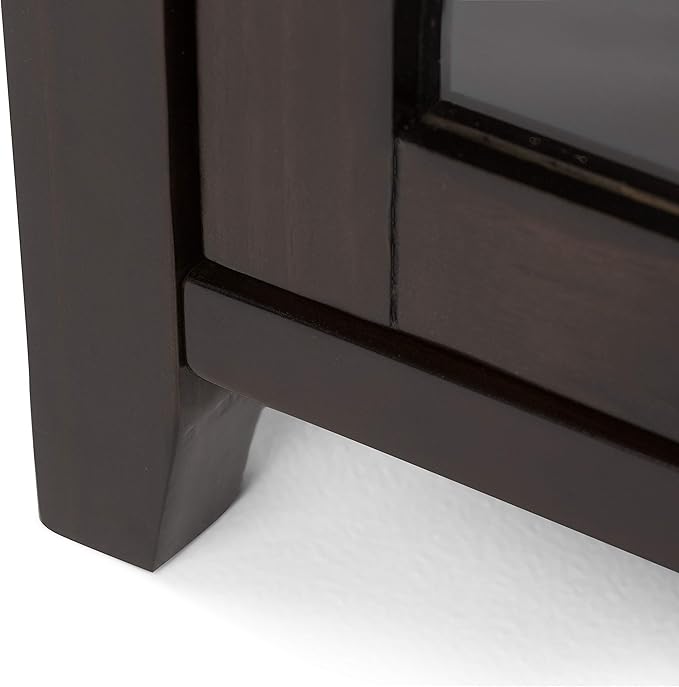 SIMPLIHOME Cosmopolitan SOLID WOOD 36 Inch Wide Contemporary Medium Storage Cabinet in Mahogany Brown, For the Living Room, Entryway and Family Room