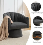 Swivel Accent Chair, Faux Leather 360° Swivel Barrel Chair Upholstered Modern Living Room Chair, Overstuffed Reading Armchair for Bedroom,Vanity,Office-Black