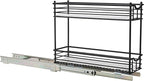 Household Essentials Glidez Multipurpose Paint-Finished Steel Pull-Out/Slide-Out Storage Organizer with Plastic Liners for Under Cabinet Use - 2-Tier Design, Black