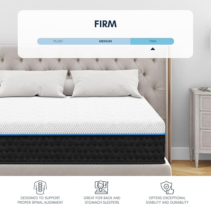 Diamond Mattress EquaLite Copper Cooled Hybrid Mattress, Queen Mattress 11-inch Firm, Greenguard Gold, CertiPUR-US Certified, Fiberglass-Free, Made in USA