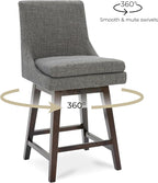 CHITA Counter Height Swivel Barstool, FSC Certified Upholstered Bar Stool, 26.8" H Seat Height, Fabric in Fog