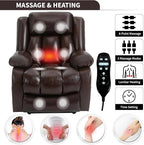 Recliner Chairs for Adults, Power Lift Chair for Elderly, Oversized Bedroom Chair with Massage&Heat, Leather Nursery Glider Chair for Living Room, Sofa Chair Home Theater Seating with Lumbar Support