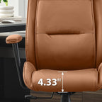 High Back Office Desk Chair,Ergonomic Reclining Office Chair,Modern Swivel Computer Chair,Conference Room Chairs,Brown Leather Chair with Lumbar Support,330lbs (Pure Brown)