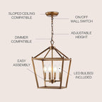 JONATHAN Y JYL7436B Pagoda Lantern Dimmable Adjustable Metal LED Pendant Classic Traditional Farmhouse Dining Room Living Room Kitchen Foyer Bedroom Hallway, 12 in, Antique Gold