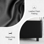 Full Size Bed Frame with LED Lights, Faux Leather Upholstered Platform with Silver Wingback Headboard, Modern Style, No Box Spring Needed, Easy Assembly, Black