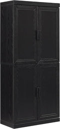 Crosley Furniture Essen Kitchen Pantry Storage Cabinet with Doors and Shelves, Entryway, Bathroom, Black