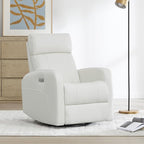 CHITA Genuine Leather Power Swivel Glider Recliner Chair, FSC Certified Double Layer Backrest Truck Armrest Recliner Chair Sofa for Living Room-White