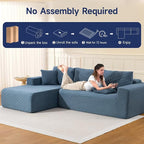 2025 New 108" Cloud Couch Sectional, Modular Sectional Sofa with L-Shaped Chaise, Deep Seat Sectional Modular Couch for Living Room, No Assembly Required (Blue, Left Facing Chaise)