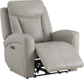 CHITA Genuine Leather Power Recliner Chair for Adults, Super Zero Gravity Recliner with Adjustable Power Headrest & USB/Type-C Ports, for Living Room, Bedroom & Home Theater, Light Gray