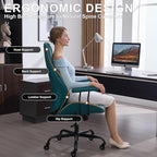Home Office Desk Chair, Ergonomic High Back Leather Computer Chair with Lumbar Support, Adjustable Height & Recline, Swivel Executive Office Chair with Armrests and Rubber Casters, Green