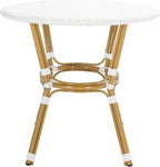SAFAVIEH PAT4012C Outdoor Collection Sidford White Rattan Bistro Table