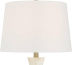 Possini Euro Design Marcy 28" Tall Modern Glam Table Lamp White Finish Alabaster Single Fabric White Shade Living Room Bedroom Bedside Nightstand House Office Home Reading Kitchen Entryway