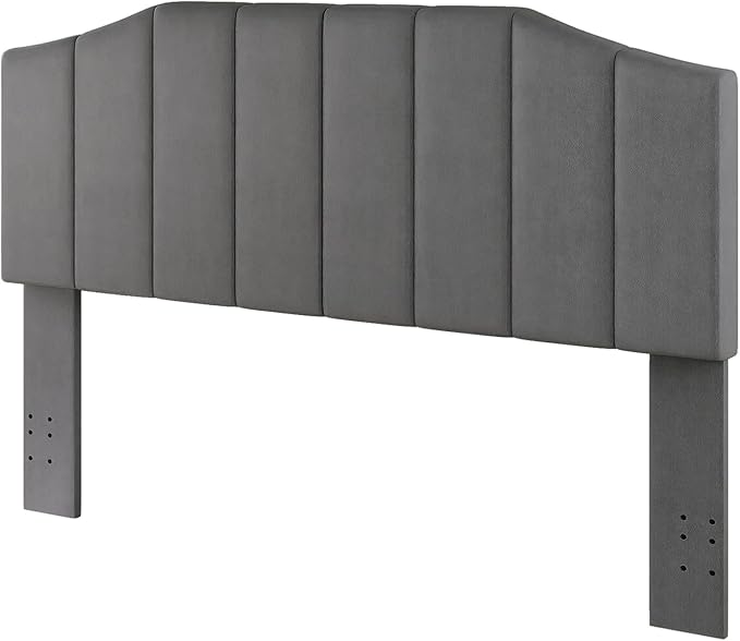 Velvet Queen Size Headboard, Upholstered Headboard Queen/Full Size Wall Mount and Bed Frame Mount, Featuring High-Density Sponge Padding Luxury Texture Easy Assembly Comfort Style-Dark Gray