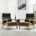 Accent Chair Mid Century Modern Chair Linen Fabric Living Room Chairs with Solid Wood Frame Comfy Upholstered and Lumbar Pillow Reading Side Chair Easy Assembly for Bedroom (2, Green)