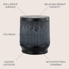 JONATHAN Y TBL1103C Kline 17.5" Mid-Century Modern Brutalist Indoor/Outdoor Accent Table Art Deco, Minimalist, Contemporary, Patio, Garden, Bathroom, Living Room, Wash Black