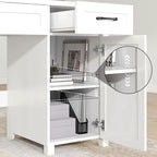 Farmhouse 47" Executive Desk, Computer Desk with Drawers and Storage Cabinet, Workstation for Home Office and Study.(Cream White)
