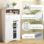 Giantex Bathroom Floor Storage Cabinet - Freestanding Storage Cabinet with 2 Doors, 2 Drawers, 2 Adjustable Shelves, Storage Organizer for Living Room, Bathroom, Kitchen, Hallway Cabinets (White)