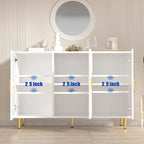 White Sideboard Buffet Cabinet, Accent Coffee Bar with 3 Doors, Entryway Cabinet for Living Room, Kitchen, Hallway