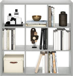 Furinno Cubicle Open Back Decorative Cube Storage Organizer, 9-Cube, Light Grey