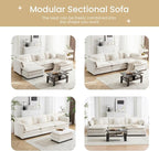 147.8" U Shaped Modular Sectional Sofa, Comfy Cloud Couch with Movable Ottoman, Deep Seat Modular Sofa, Sectional Couches for Living Room, Bedroom, Apartment (Beige)