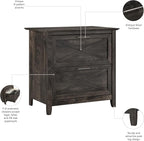 Bush Furniture Key West 2 Drawer Lateral File Cabinet in Dark Gray Hickory, Document Storage for Home Office, Accent Chest with Drawers