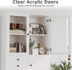 IRONCK Bookcase with Doors, Bookcases and Bookshelves with Drawers, 5 Tier Book Shelf with Acrylic Doors, Display Shelf for Living Room, Home Office, Study, White