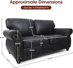 Mid-Century Vintage Sofa Couches with Rivet Design,loveseat Sofa,Removable Sofa Cover Upholstered Cushions and Solid Wood Frame (Grey, Loveseat)