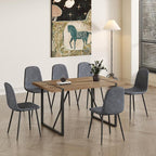 6 Chair Dining Table Set，Dinner Table Set for 6, 55'' Kitchen Table and Suede Nap Fabic Chairs Set of 6, 7 Piece Dining Table Set for Kitchen Dining Room