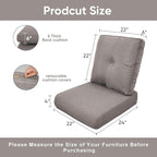 Patio Chair Cushions 6 Packs - Outside High Back Thick Water-Resistant Cushion 22x24 with Zipper Cover for Outdoor Glider Rocking Chairs Loveseat 3-Seater Couch Sofa – Grey/Buckle