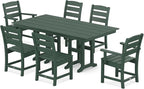 POLYWOOD Lakeside 7-Piece Outdoor Dining Set, All-Weather HDPE Patio Furniture Table and Chairs, Fade-Proof, Green