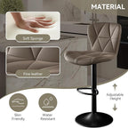 Bar Stools Set of 1,Adjustable Swivel Barstools, Faux Leather Bar Chairs,Upholstered Counter Height with High Backrest for Kitchen Island, Dark Khaki
