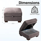 TEKAMON 27.5" Storage Ottoman, Square Footrest with Sponge Padded Seat, Chenille Fabric Step Stool for Sofa, Bedroom, Living Room, Entryway, Modern Change Shoes Stool, Wood Legs,(Dark Grey)