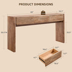OKD 63'' Console Table with 3 Drawers, Farmhouse Entryway Table with Rounded Corners, Console Table Behind Couch for Living Room/Hallway-Light Knotty Oak