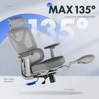 FLEXISPOT ErgoX Premium Ergonomic Office Chair with Footrest- Adjustable 3D Armrests, Dynamic Lumbar Support, Recline & Tilt Function, Mesh Seat, for Home & Office Use,Foam Grey