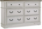 Signature Design by Ashley Blendon Traditional 6-Drawer Dresser with Safety Stop, White & Dark Brown