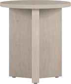 Henn&Hart 20" Wide Round Side Table in Alder White, for Home, Living Room, Bedroom, Entertainment Room or Office