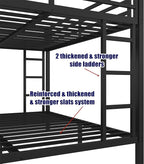 Higher Quality & Stronger Metal Queen Over Queen Bunk Bed, Thickened Heavy Duty More Stable Safer Black Steel Bunkbed (Easier to Assemble)