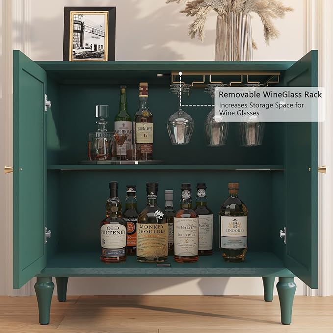 ARTPOWER Green Sideboard Buffet Cabinet with Storage, Mid-Century Modern Storage Cabinet with 2 Doors and Adjustable Shelves, Accent Style Sideboard for Entryway, Dining Room, Living Room