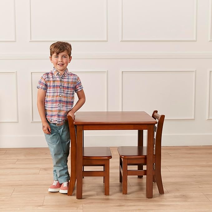 ECR4Kids 24in Square Hardwood Table with 22in Legs, Kids Furniture, Dark Walnut