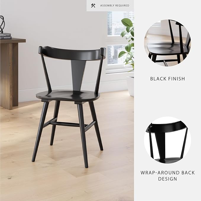 Signature Design by Ashley Gretlynn Casual Solid Wood Armless Dining Chair, Set of 2, Black