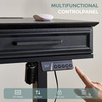 55x22 Inch Electric Standing Desk with One-Piece Desktop, Adjustable Height Computer Desk with 3 Storage Drawers & Power Outlets, Sit to Stand Up, Gaming Table for Home Office and Study, Black