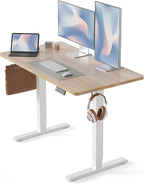 CubiCubi Electric Standing Desk 40 x 24 Inches, Height Adjustable Sit to Stand Desk, Home Office Computer Desk with Splice Board, Maple