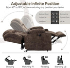 ABCASA Large Dual Motor Lay Flat Power Lift Recliners Chair for Elderly with Heat ＆ Massage, Comfortable Chenille Recliner, USB-A ＆ C, Cup Holder, Side Pocket, Brown