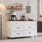 Bedroom Dresser Sets, 54" Wide 7 Drawers Dresser and 45" Tall 5 Drawers Dresser, Wooden 2 Piece Bedroom Furniture Set, Chest of Drawer for Bedroom, Home, Living Room, Hallway, White