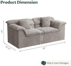 81" Sofa with Deep Seats Oversize, 2 Seater Cloud Couches, Upholstered Corduroy Loveseat for Living Room Bedroom, No Assembly Required, Light Gray