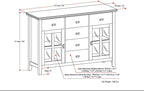 SIMPLIHOME Artisan Buffet - 54 inch Wide Solid Wood 3-Door Sideboard Buffet in Distressed Grey, Transitional Storage Cabinet for Dining Room or Kitchen with Adjustable Shelves and Bronze Hardware