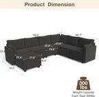 Modular Sectional Sofa Couches, Large Convertible Modular Couches With Storage, 7-Seater Sectional Sofa For Living Room, U Shaped Sectional Couch Sleeper Sofa With Chaise (DarkGrey, 7 Seats)